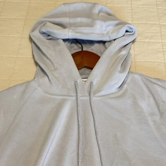Athleta Seasoft Bubble Hem Hoodie in light blue gray Size L - Picture 11 of 16